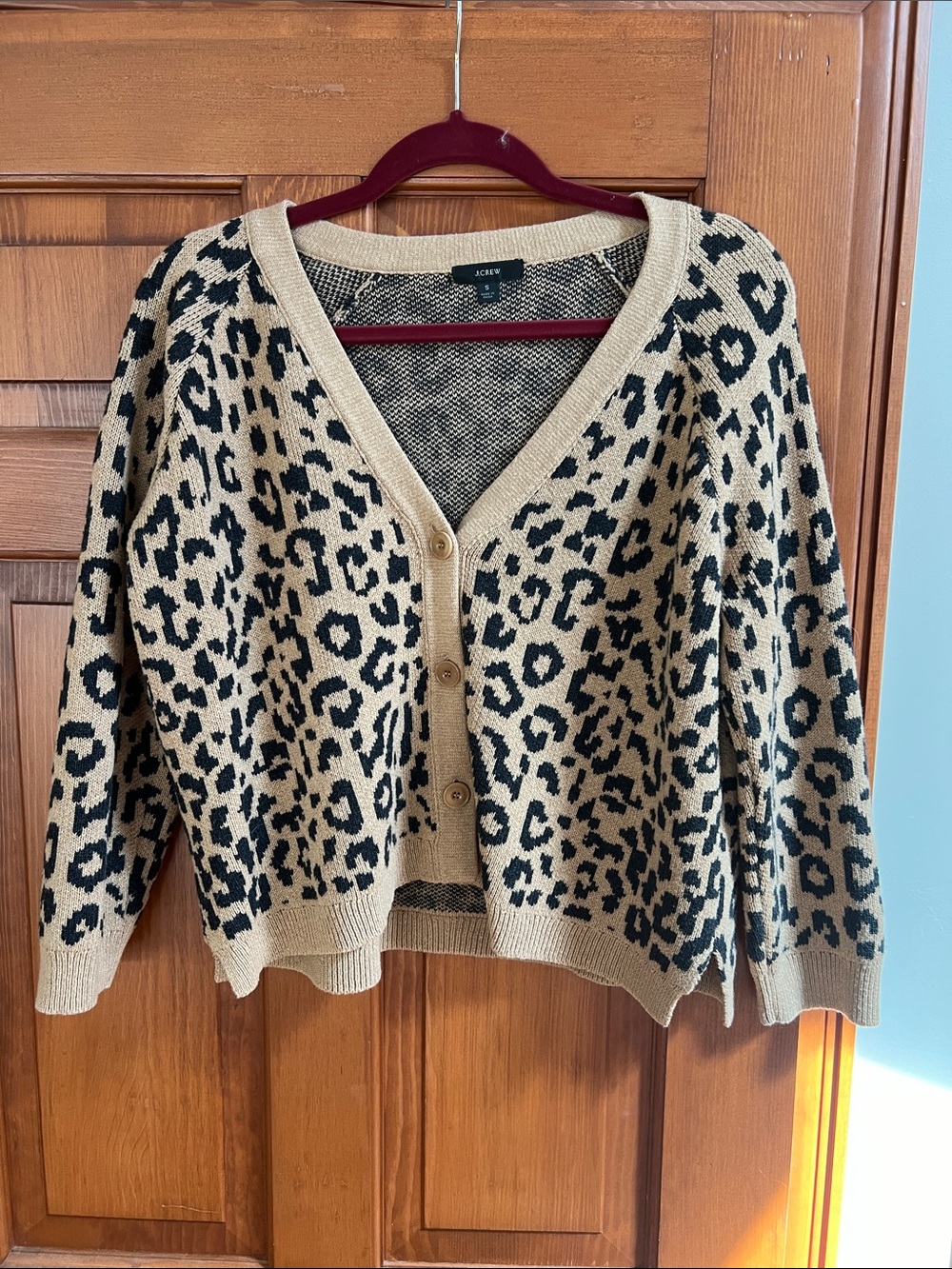 J. Crew Leopard Print Beige and Black Button-Up Cardigan